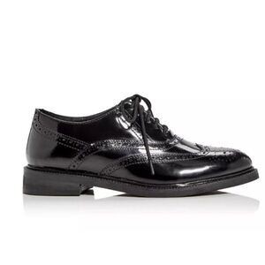Jeffrey Campbell Black Patent Leather Wingtip Oxfords Moira 7.5 Womens